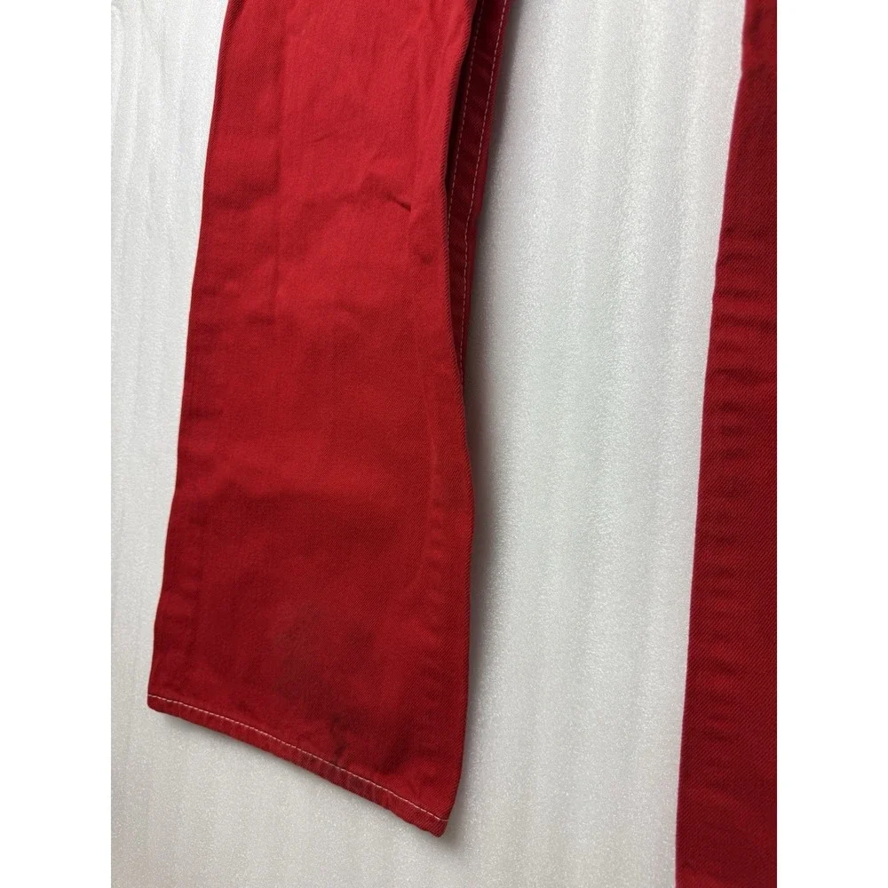VTG Y2K True Religion Jeans Mens 40x34 Red Straight Flap Pocket Thick Stitch